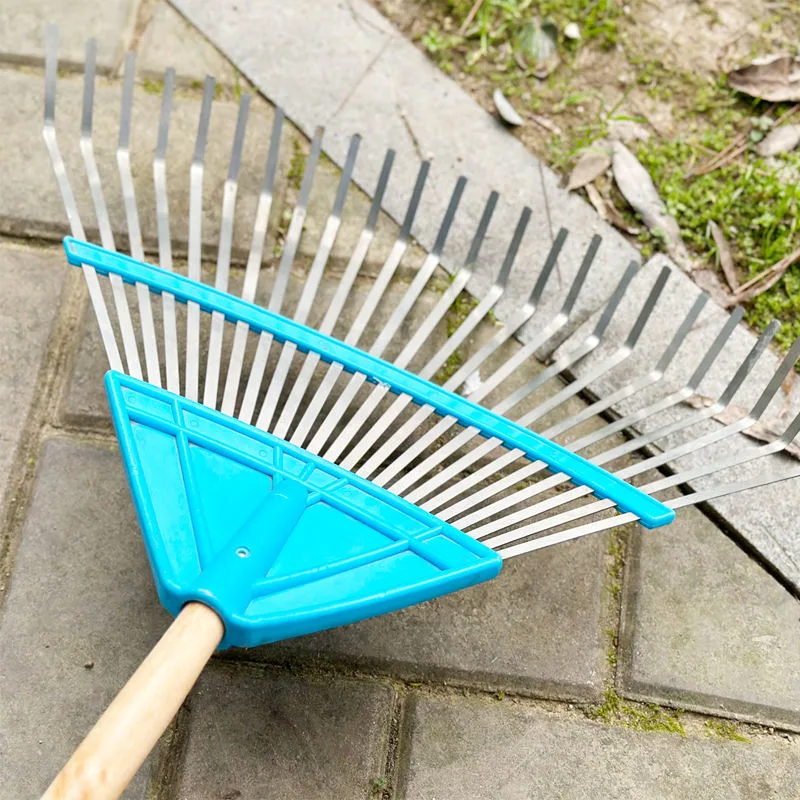 Professional Steel Handle Leaf Rake 25 Teeth, Agricultural Tool Grass Rake Garden Tool Lawn and Yard Harrow Rakes/