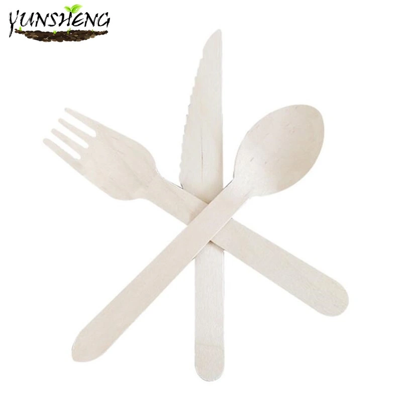 Disposable Compostable Wooden Knife/Fork or Wooden Spoon for Dinner or Party for Eating