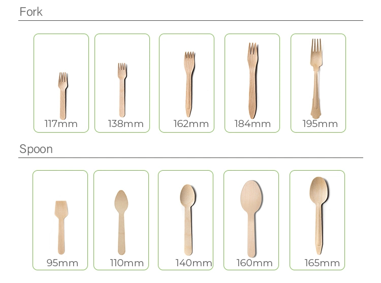 100% Natural Birch Wooden Cutlery Wooden Fork Spoon Knife