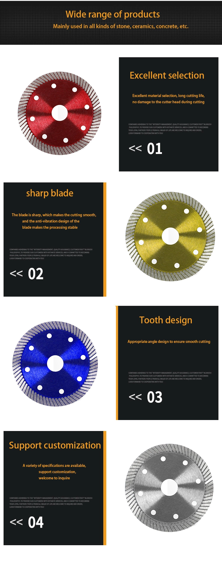 Diamond Turbo Cutting Disc Saw Blade for Porcelain/Ceramic/Dekton 4/4.5/5inch