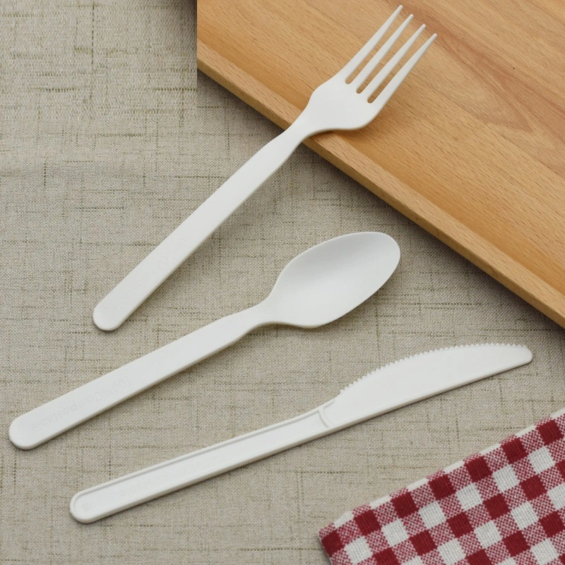 Disposable Biodegradable PLA Spoon Fork Knife Cutlery Set