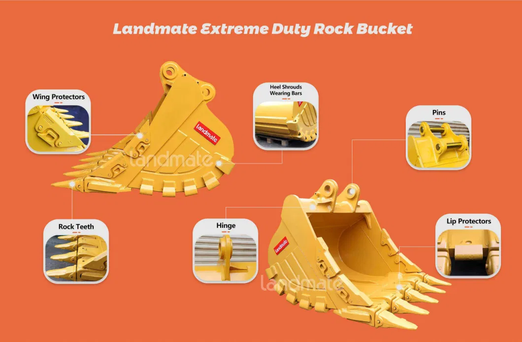 Heavy Construction Machinery Parts Excavator Rock Bucket for Excavator Cranes