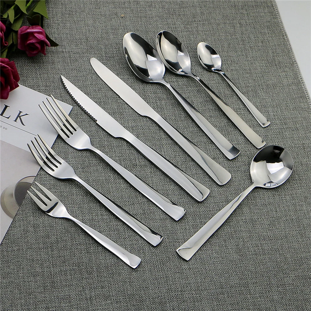 48 Piece Flatware Set Silverware Tableware Steak Knife Spoons Forks Knives