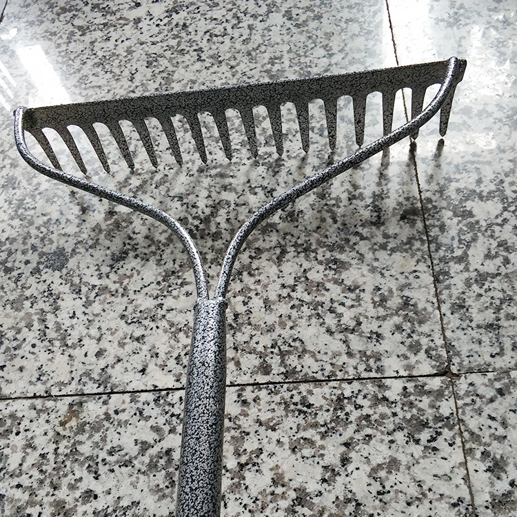 Iron Steel 16 Teeth Solid Steel Garden Soil Long Handle Rake