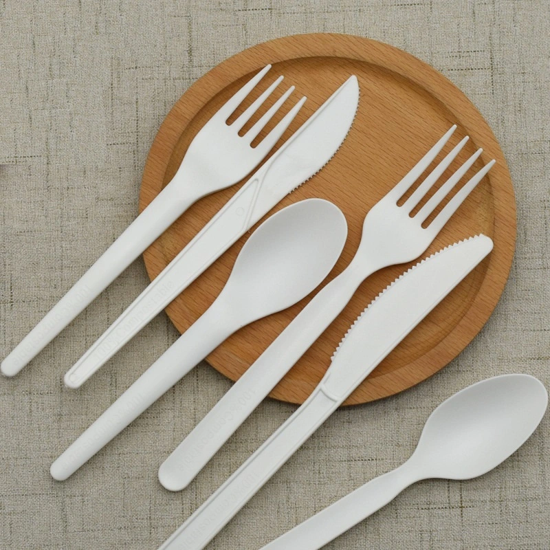 Disposable Biodegradable PLA Spoon Fork Knife Cutlery Set