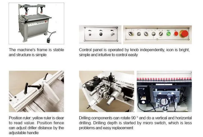 Overturn / Reversal Type One Line, Single Row / Single Randed Wood Hole Wooden Furniture Perforating Machine with Ce Approved 0-90 Degree Adjustable