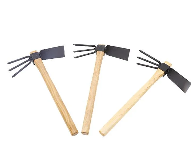 Agricultural Garden Tools Three-Tooth Rake with Wooden Handle