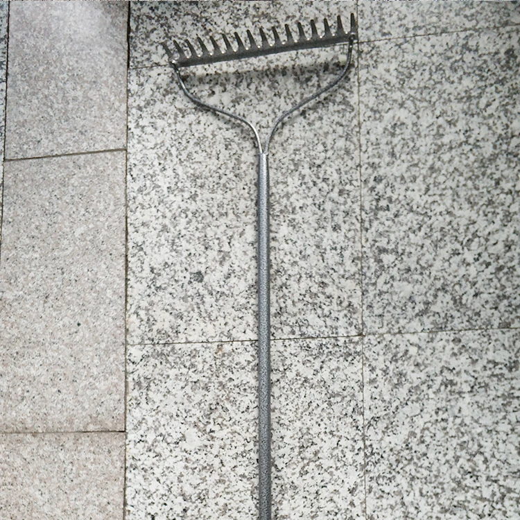 Iron Steel 16 Teeth Solid Steel Garden Soil Long Handle Rake