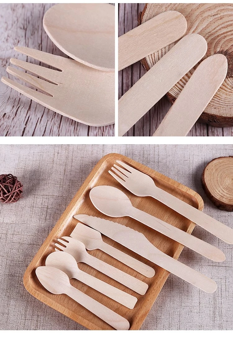 Wholesale Disposable Wooden Cutlery Bulk Birch Wood Spoon/Forks/Knives