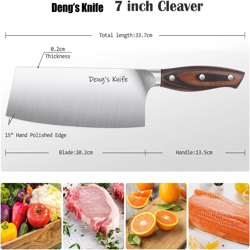 Ds-2409 Kitchen 7 Inch Cleaver Knife Chopper Butcher Knife Stainless Steel for Home Kitchen and Restaurant