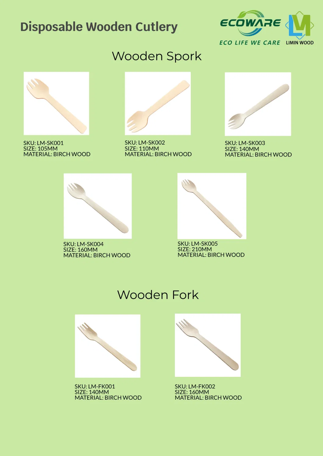 Eco Friendly 100% Natural Restaurant Disposable Wooden Cutlery Dinner Spoon Fork Knife