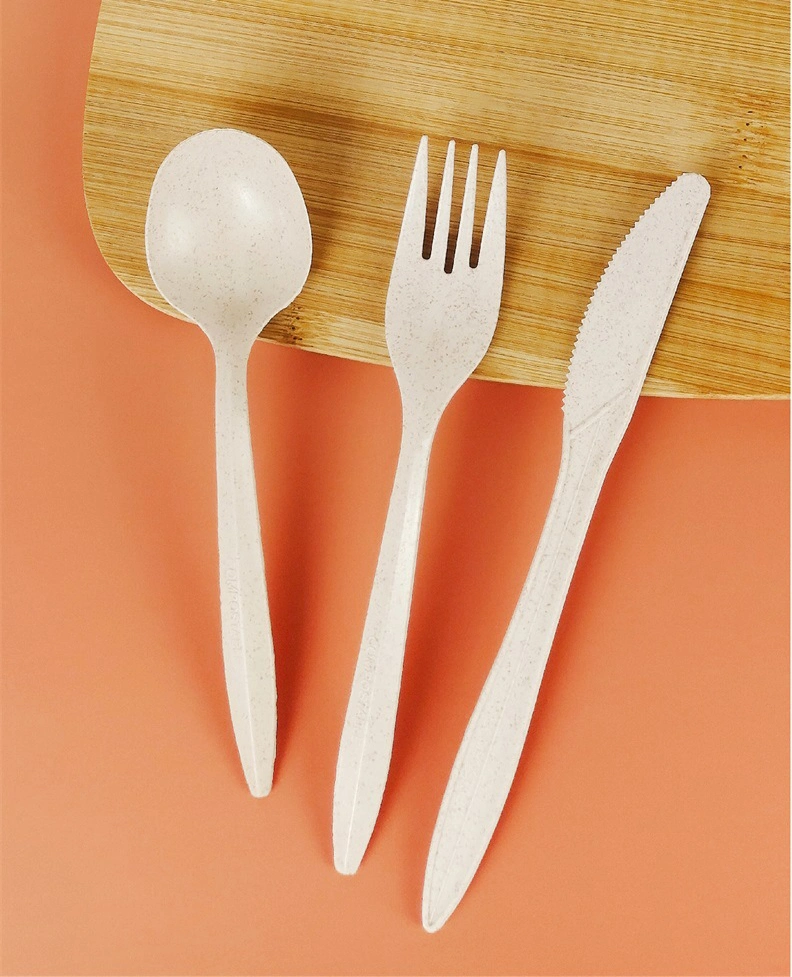 Hot Sale Degradable Tableware Set Wheat Straw Knife Fork and Spoon