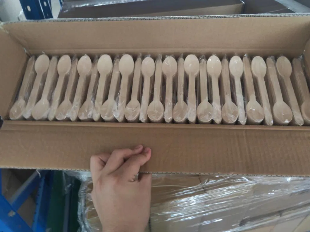 Custom Package Natural Birch Wood Biodegradable Party Cutlery Disposable Wooden Cutlery Spoon Fork Knife