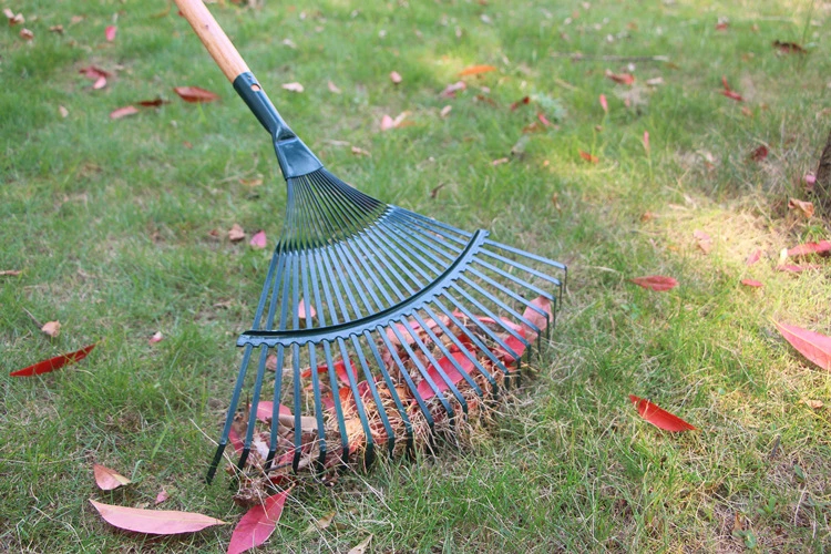 Gardening Tools Green Dead Leaf Rake Steel Wire Grass Rake Garden Rake Flowers and Grass Multi-Tooth Grass Rake