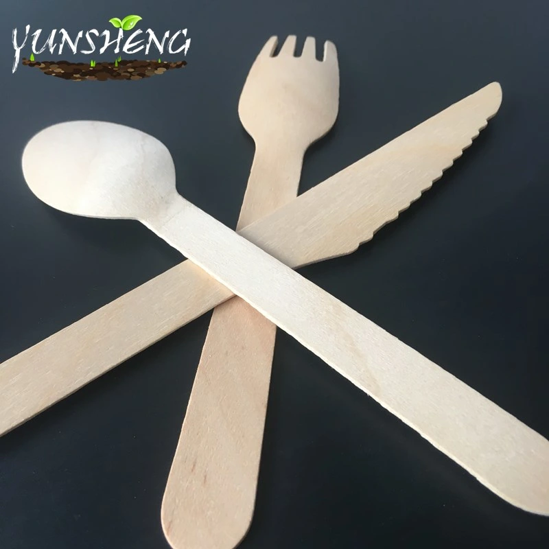 Disposable Compostable Wooden Knife/Fork or Wooden Spoon for Dinner or Party for Eating