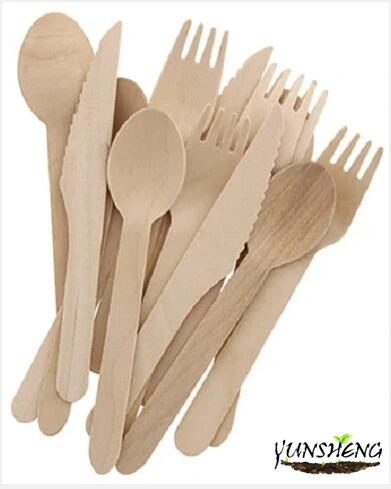 Disposable Compostable Wooden Knife/Fork or Wooden Spoon for Dinner or Party for Eating