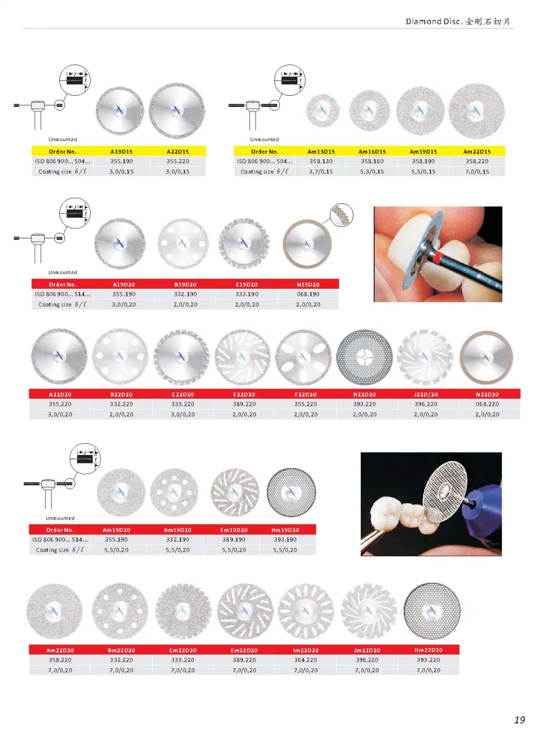 A22D15 22mm Flexible Miniature Solid Dental Edge Coated Dental Diamond Disc