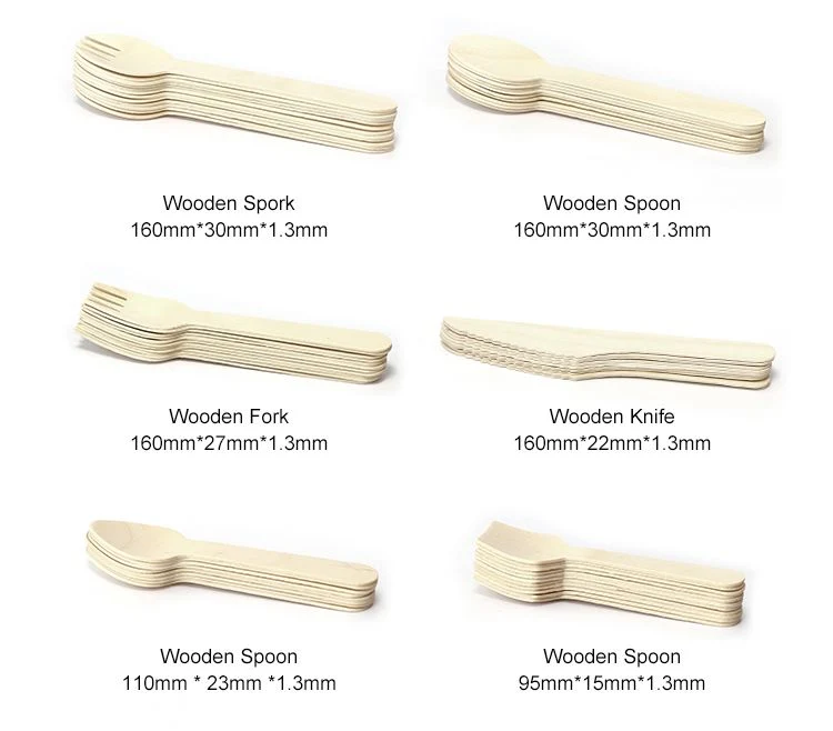 Eco-Friendly Factory Price Bulk Birch Wood Spoon Forks Knife Disposable Wooden Tableware