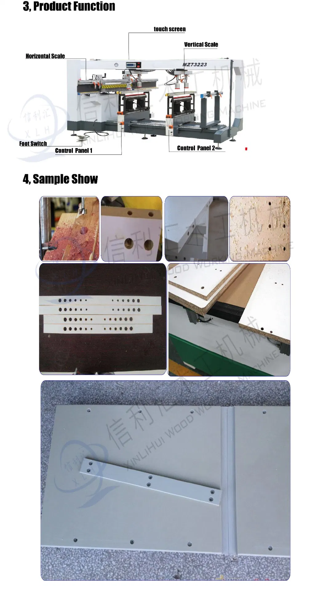 Reversal Type Drilling Holes Machine Three Lines Wooden Multi Spindle Drilling Machines/ CNC Acrylic Cutting and Multiple Drilling Machine 21*3 Drills