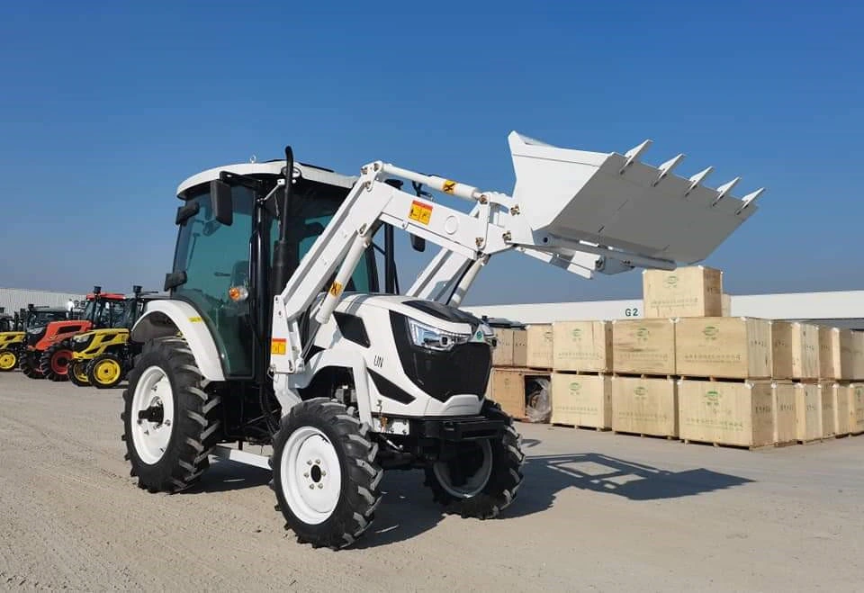 Farm Tractor with Front Loader and Backhoe 60HP 4 Wheel Drive Agricultural Garden Lawn Campact Farm Tractor with Front End Loader