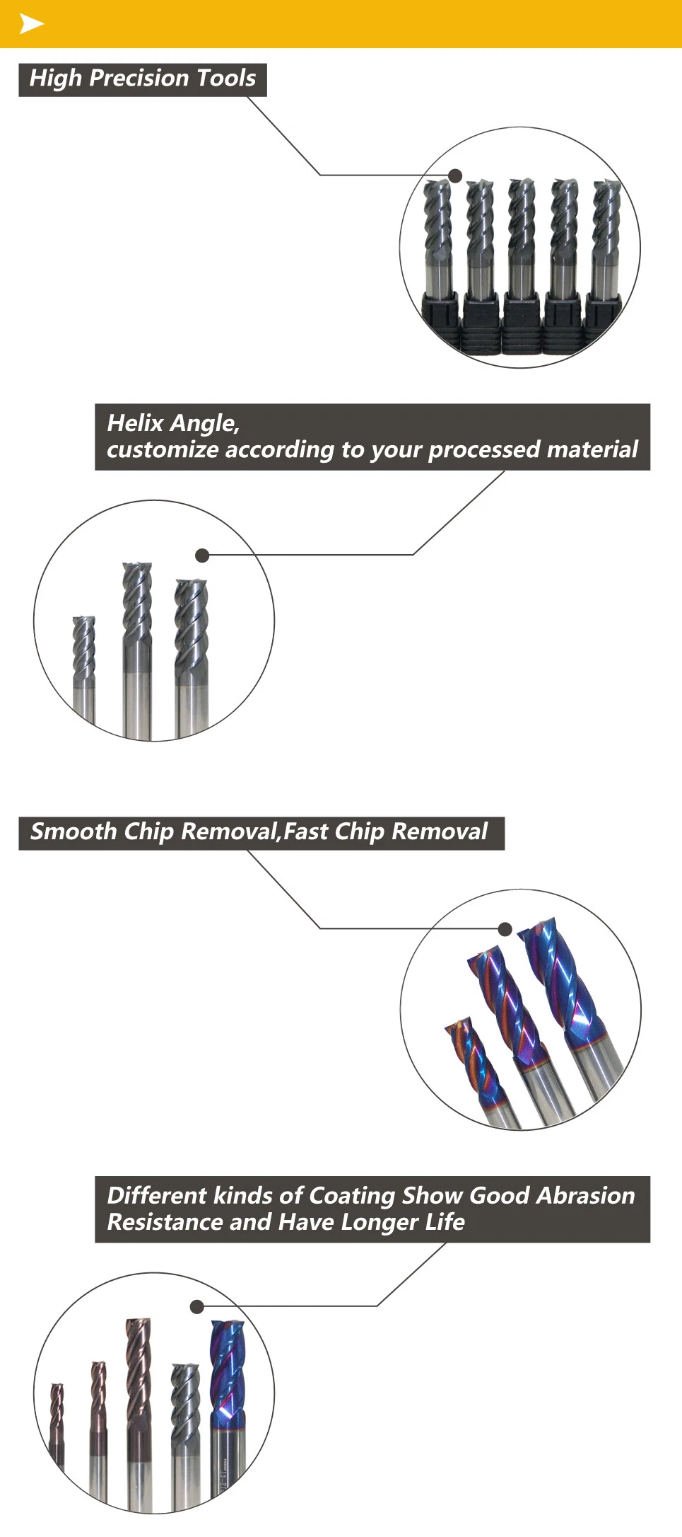 4flutes Square End Mills CNC Tungsten Milling Cutter for Universal Processing OEM/ODM