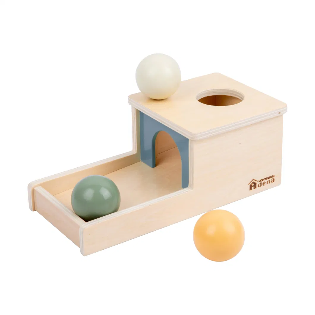 Montessori Object Permanence Box with Tray Three Wooden Balls Montessori Toys