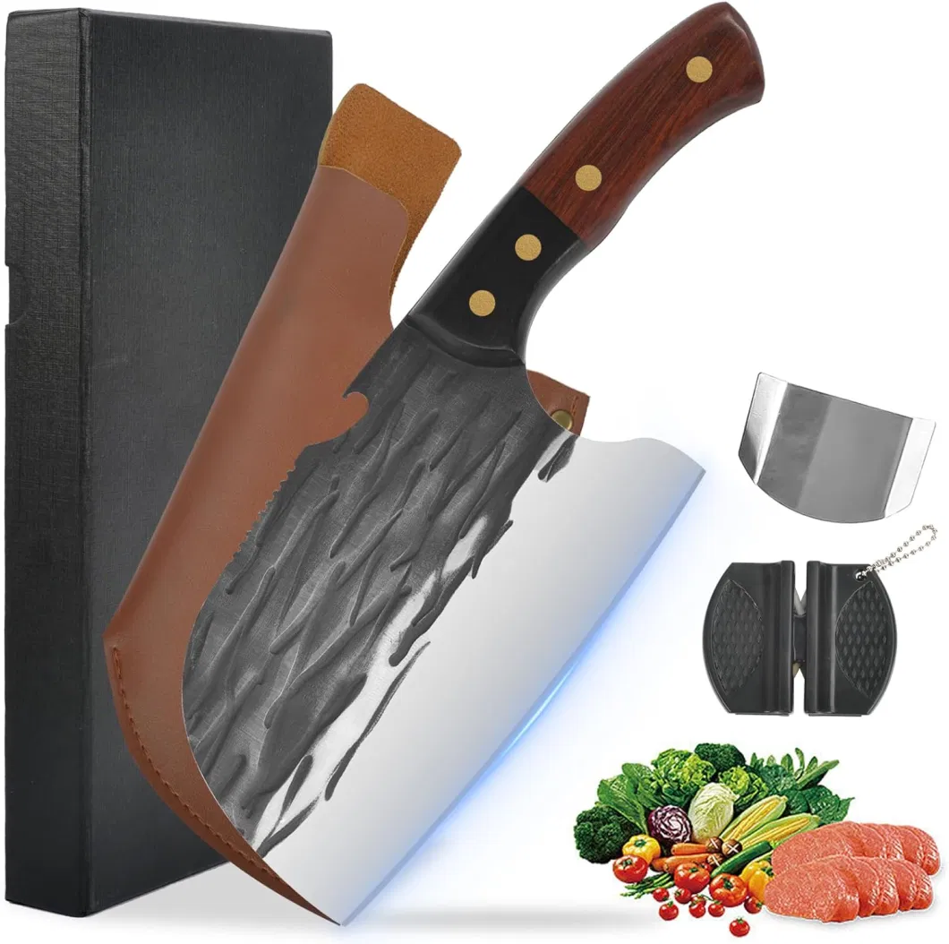 DS-2511 2024 New Meat Cleaver, Ultra Sharp Heavy Duty Bone Chopper Knife with Wood Handle for Meat, Vegetable and Bone Cutting with High Carbon Stainless Steel