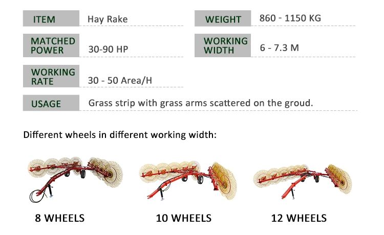 Grassland Enciphered Teeth Double-Sided 9lz Series Hay Rake Agricultural Wheel Hay Rake