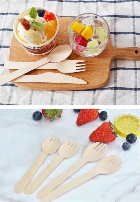 Wholesale Disposable Wooden Cutlery Bulk Birch Wood Spoon/Forks/Knives