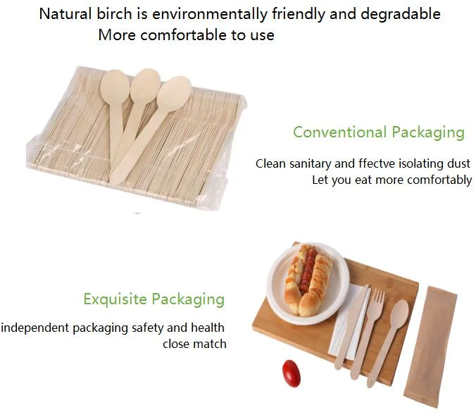 Wholesale Disposable Wooden Cutlery Bulk Birch Wood Spoon/Forks/Knives