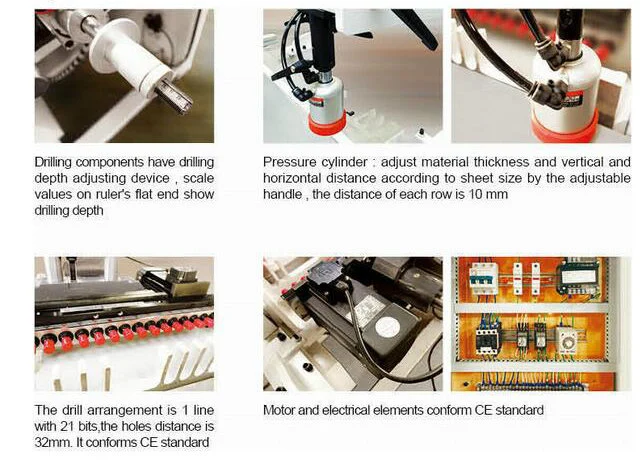 Overturn / Reversal Type One Line, Single Row / Single Randed Wood Hole Wooden Furniture Perforating Machine with Ce Approved 0-90 Degree Adjustable