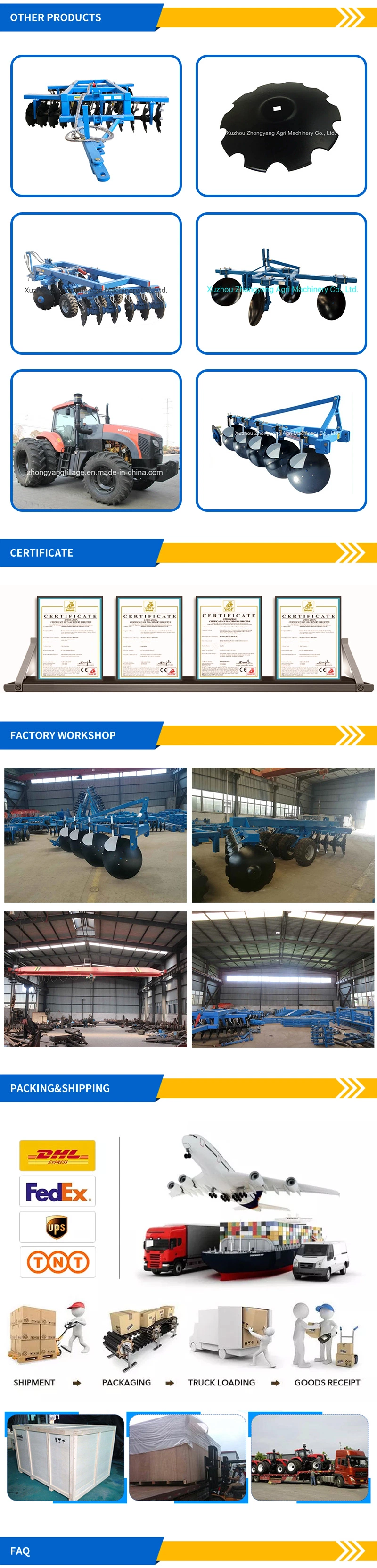 Harrow Farm Machinery Cultivator Disk Harrow Disc Rotary Tiller Blades