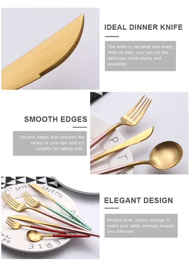 304 Trendy Stainless Steel Cutlery Fork Spoon Knife Black/Gold Coating