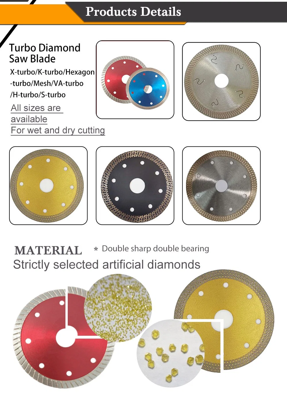 Diamond Turbo Cutting Disc Saw Blade for Porcelain/Ceramic/Dekton 4/4.5/5inch