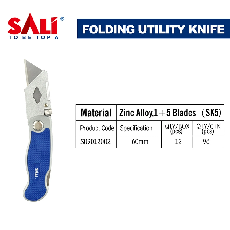 Sali 60mm 1+5 Blades Zinc Alloy Pocket Folding Utility Knife