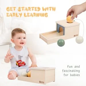 Montessori Object Permanence Box with Tray Three Wooden Balls Montessori Toys