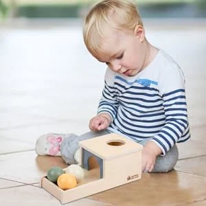 Montessori Object Permanence Box with Tray Three Wooden Balls Montessori Toys