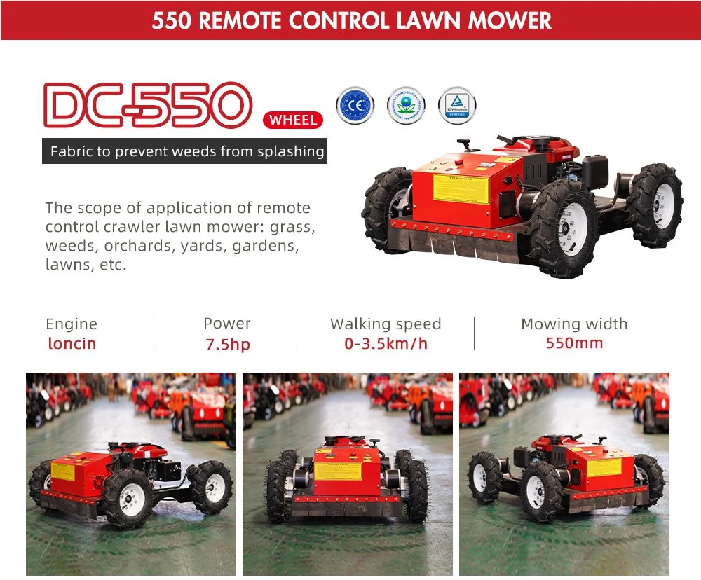 Rubber Crawler Robot Gasoline Self Propelled Garden Remote Control Lawn Mower for Sale