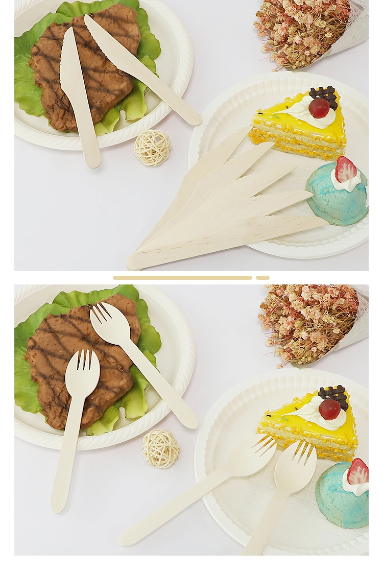 Eco-Friendly Factory Price Bulk Birch Wood Spoon Forks Knife Disposable Wooden Tableware