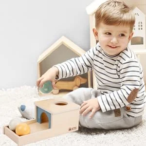 Montessori Object Permanence Box with Tray Three Wooden Balls Montessori Toys