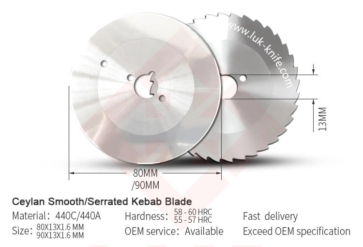 80mm Ceylan Devran Gurden Dost 080 Serrated Blades for Electric Doner Kebab Knife