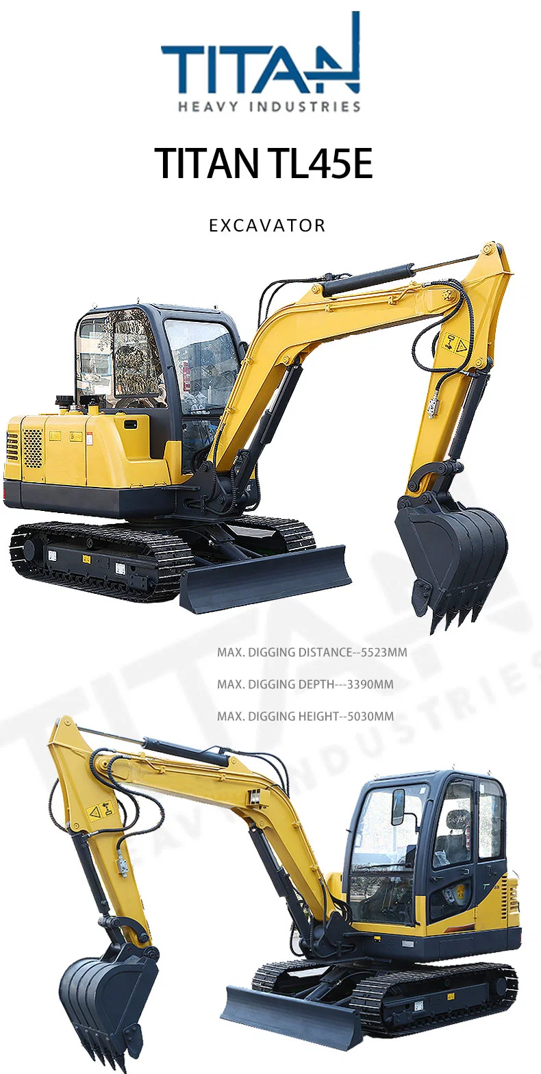 Titan TL45E chinese mini digger bagger 4.5 ton china cheap 4.5 ton hydraulic hammer small track hoe excavator