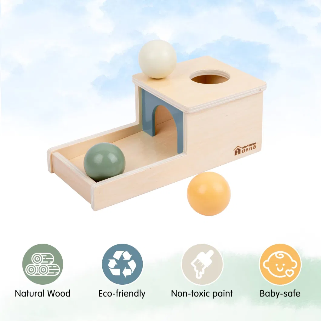 Montessori Object Permanence Box with Tray Three Wooden Balls Montessori Toys