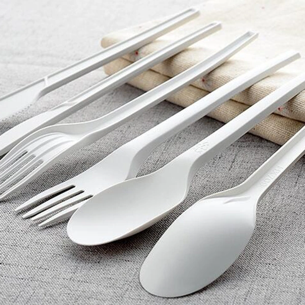 Disposable Biodegradable PLA Spoon Fork Knife Cutlery Set