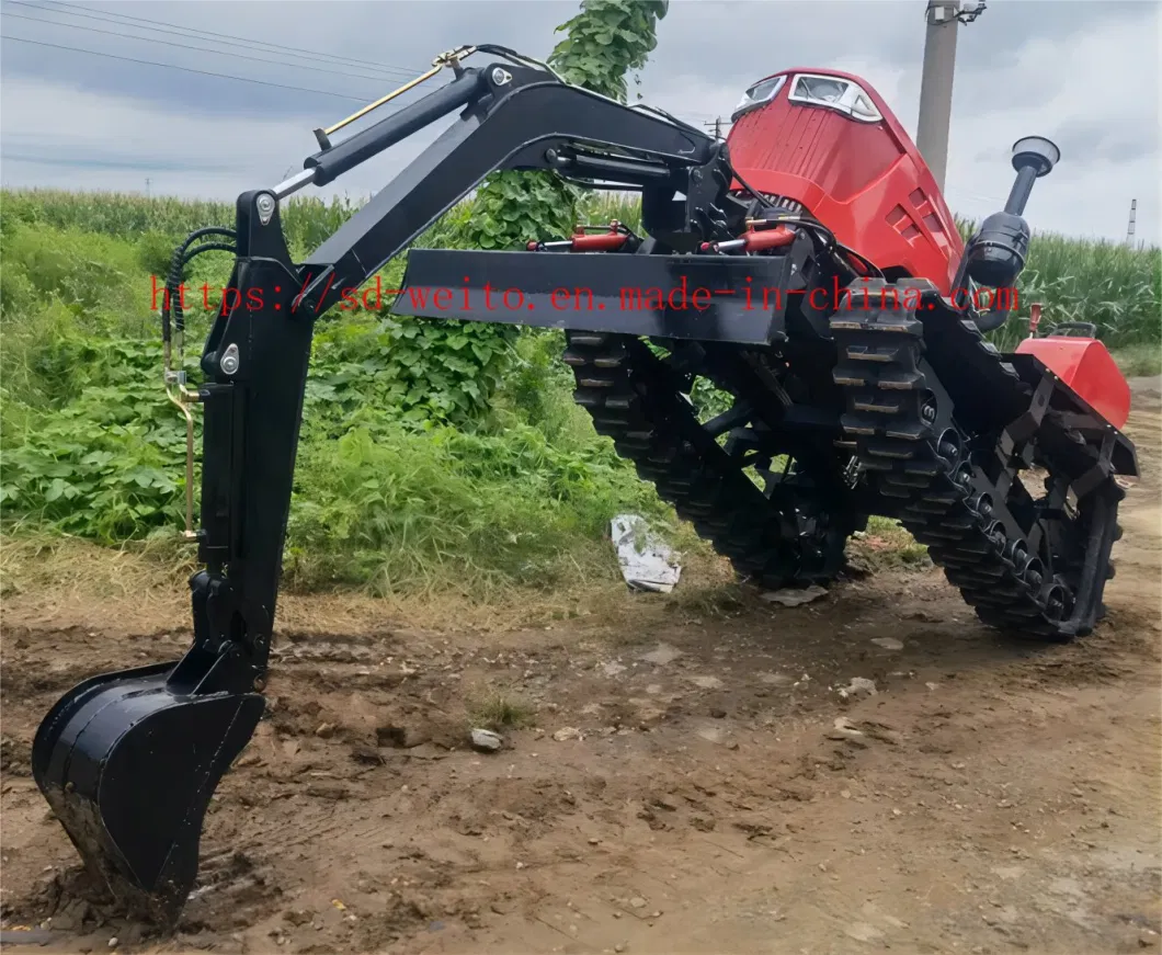 Mini Crawler Rotary Cultivator Ditching Machine 100 HP Farm Paddy Field Walking Track Tractor