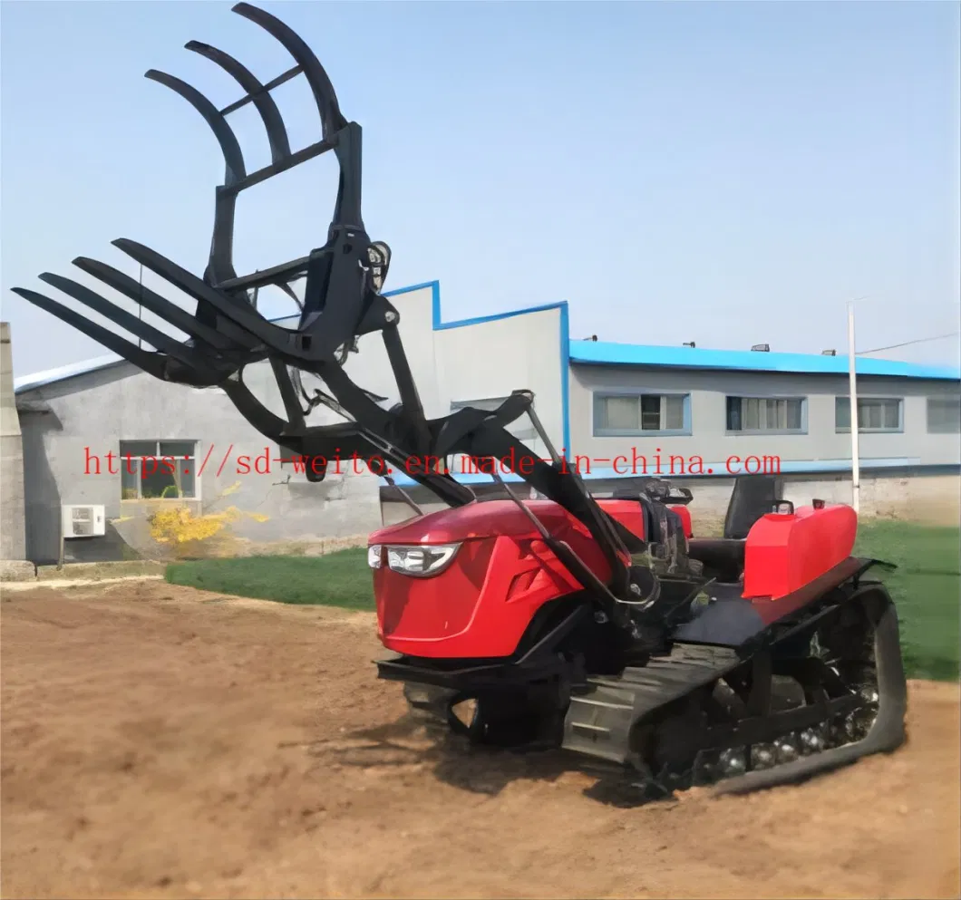 90, 100 HP Rubber Crawler Tractors for Paddy Field Agriculture Tractor Truck with Rotary Tiller Cultivator