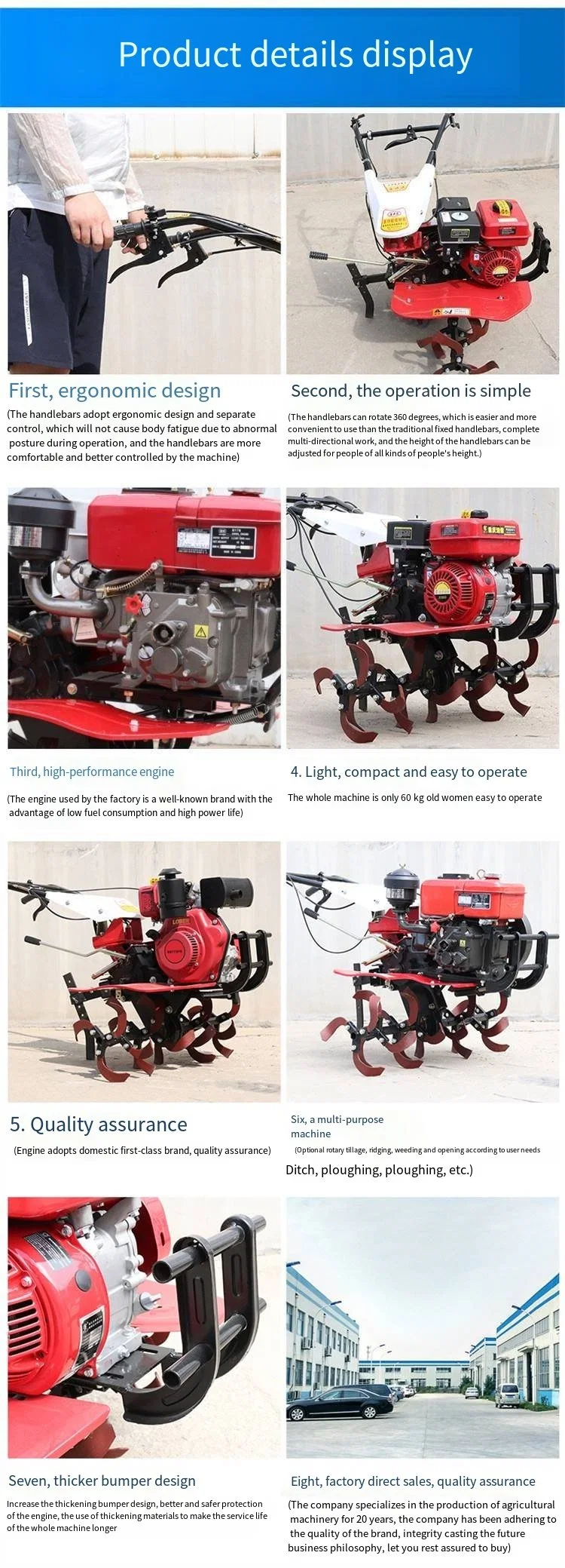 Orchard Weeding Machine 4 Drive Hand Push Rotary Cultivator