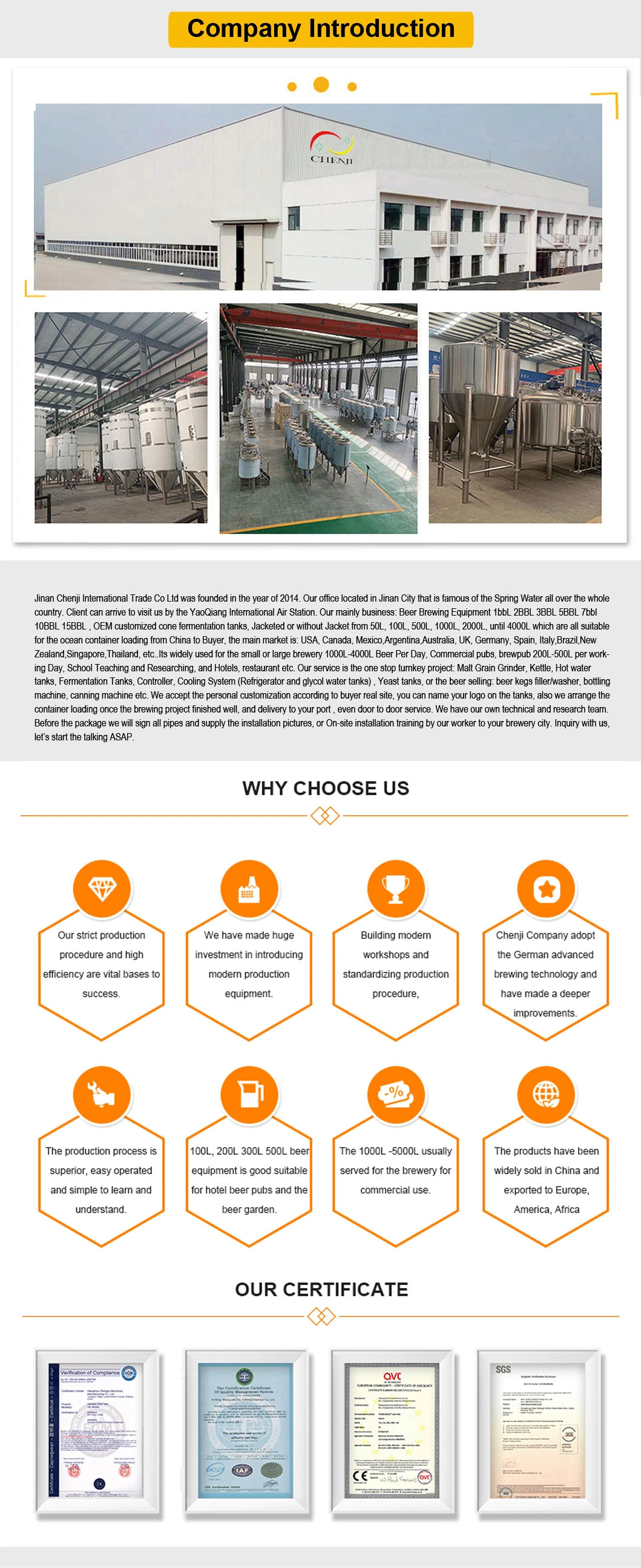 Customized 5000L 3000L Beer Brewery Equipment with Turnkey Project Service