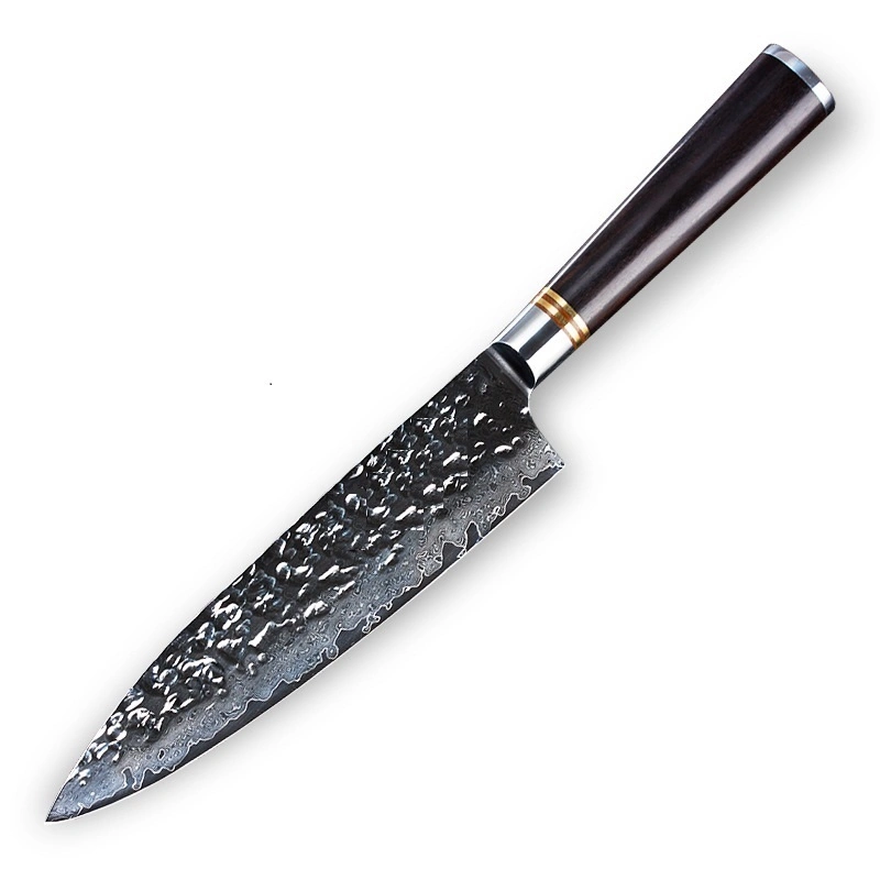 High Quality 67layer Vg10 Damascus Steel Kitchen Chef Knife with Hammer Pattern