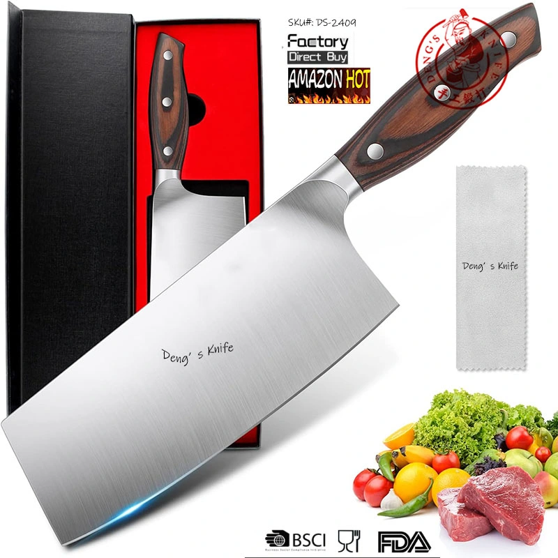 Ds-2409 Kitchen 7 Inch Cleaver Knife Chopper Butcher Knife Stainless Steel for Home Kitchen and Restaurant